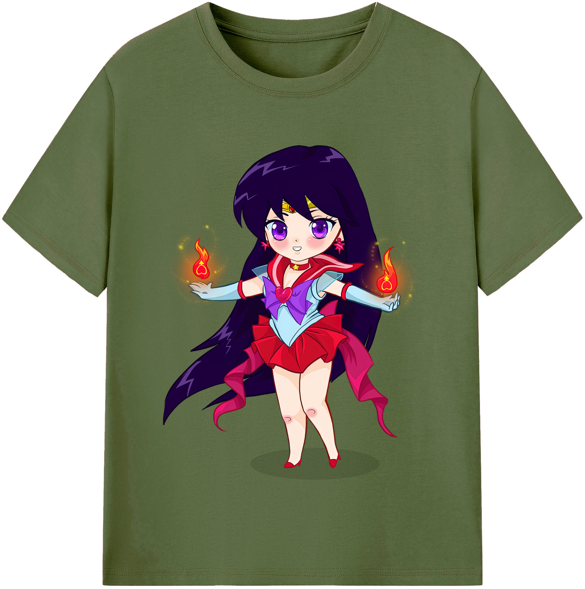 （画像用） 美少女戦士セーラームーン 火野レイ ひの レイ Sailor Moon Hino Rei （セーラーマーズ,Sailor Mars） 綿100％半袖Tシャツ（フロントプリント）